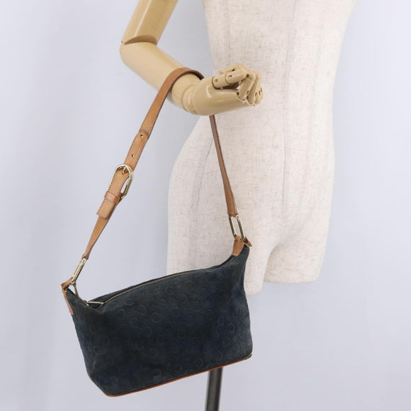 CELINE C Macadam Shoulder Bag Suede Green Gold Tone Auth bs37751