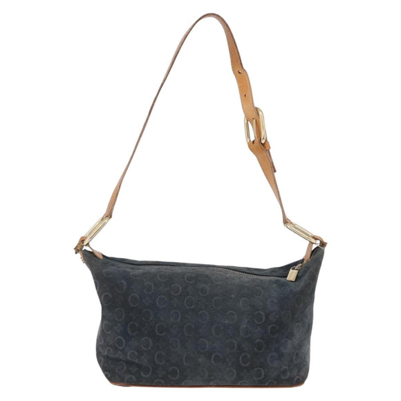 CELINE C Macadam Shoulder Bag Suede Green Gold Tone Auth bs37751