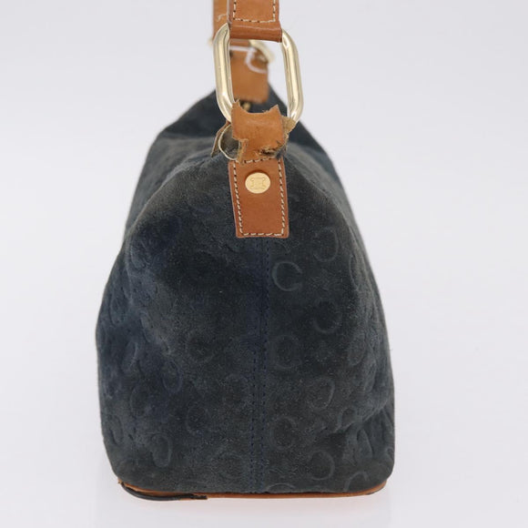CELINE C Macadam Shoulder Bag Suede Green Gold Tone Auth bs37751