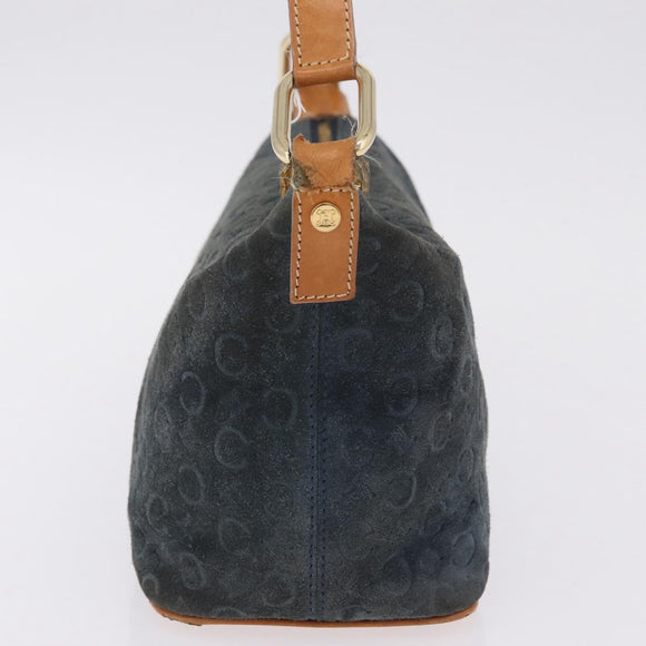 CELINE C Macadam Shoulder Bag Suede Green Gold Tone Auth bs37751