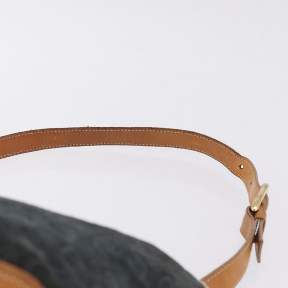 CELINE C Macadam Shoulder Bag Suede Green Gold Tone Auth bs37751