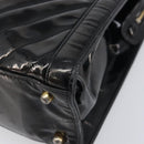 CHANEL V Stitch Hand Bag Patent Black Gold Tone CC Auth bs37752-10