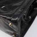 CHANEL V Stitch Hand Bag Patent Black Gold Tone CC Auth bs37752-12