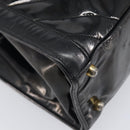 CHANEL V Stitch Hand Bag Patent Black Gold Tone CC Auth bs37752-13
