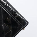 CHANEL V Stitch Hand Bag Patent Black Gold Tone CC Auth bs37752-14