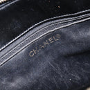 CHANEL V Stitch Hand Bag Patent Black Gold Tone CC Auth bs37752-19
