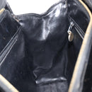 CHANEL V Stitch Hand Bag Patent Black Gold Tone CC Auth bs37752-22