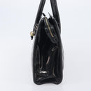 CHANEL V Stitch Hand Bag Patent Black Gold Tone CC Auth bs37752-4