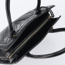 CHANEL V Stitch Hand Bag Patent Black Gold Tone CC Auth bs37752-6