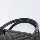 CHANEL V Stitch Hand Bag Patent Black Gold Tone CC Auth bs37752-8