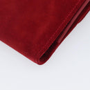 GUCCI Horsebit Bifold Wallet Suede Red Gold Tone 035 0959 1836 0 Auth bs37757-10