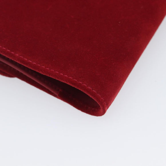 GUCCI Horsebit Bifold Wallet Suede Red Gold Tone 035 0959 1836 0 Auth bs37757