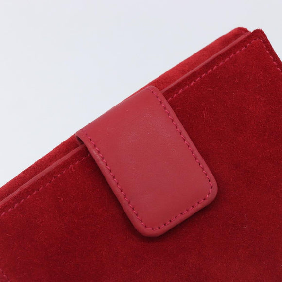 GUCCI Horsebit Bifold Wallet Suede Red Gold Tone 035 0959 1836 0 Auth bs37757