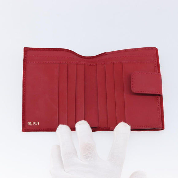 GUCCI Horsebit Bifold Wallet Suede Red Gold Tone 035 0959 1836 0 Auth bs37757