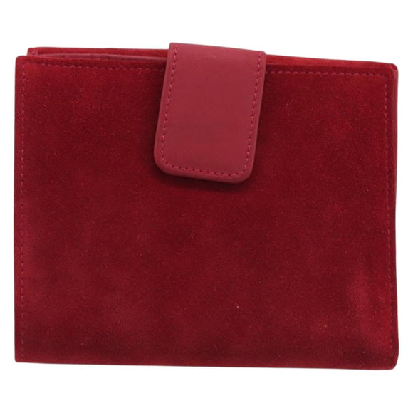 GUCCI Horsebit Bifold Wallet Suede Red Gold Tone 035 0959 1836 0 Auth bs37757