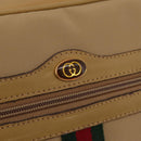 GUCCI Web Sherry Line Shoulder Bag Canvas Beige Gold Tone 010 378 Auth bs37760-16