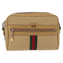 GUCCI Web Sherry Line Shoulder Bag Canvas Beige Gold Tone 010 378 Auth bs37760-2