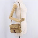 GUCCI Web Sherry Line Shoulder Bag Canvas Beige Gold Tone 010 378 Auth bs37760-25