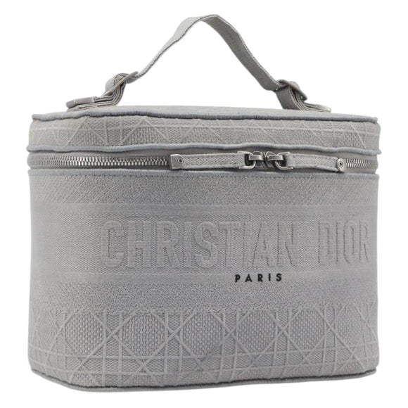 Christian Dior D-Lite Vanity Cosmetic Pouch Canvas Gray Silver Auth bs37762