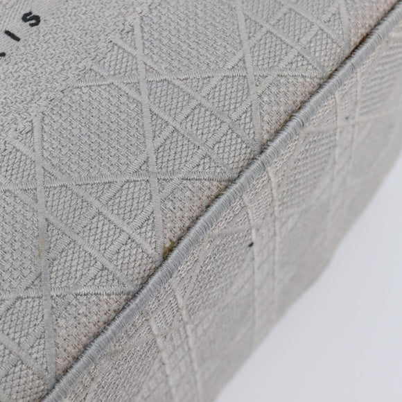 Christian Dior D-Lite Vanity Cosmetic Pouch Canvas Gray Silver Auth bs37762