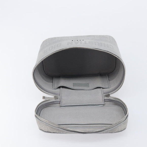Christian Dior D-Lite Vanity Cosmetic Pouch Canvas Gray Silver Auth bs37762
