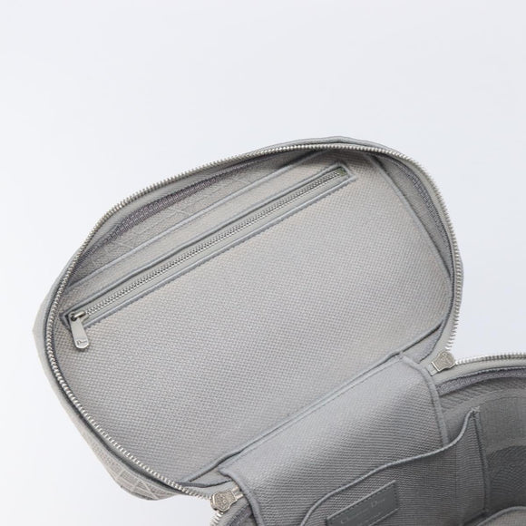 Christian Dior D-Lite Vanity Cosmetic Pouch Canvas Gray Silver Auth bs37762