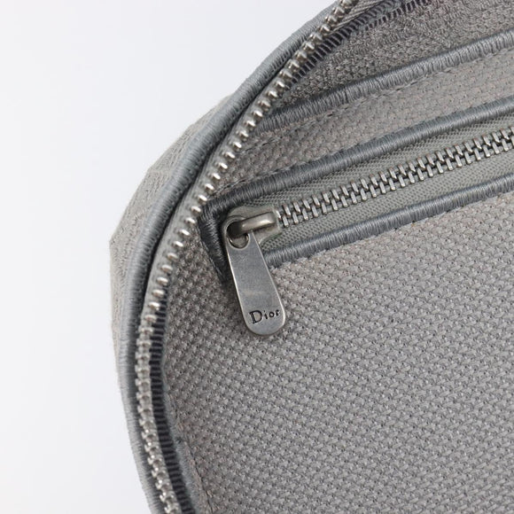 Christian Dior D-Lite Vanity Cosmetic Pouch Canvas Gray Silver Auth bs37762