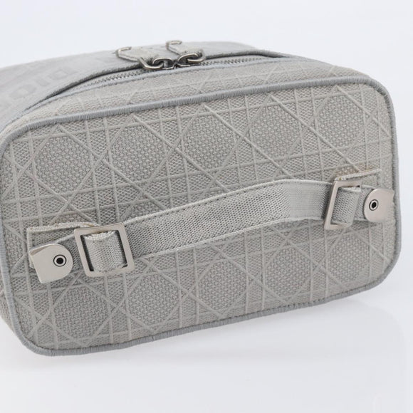 Christian Dior D-Lite Vanity Cosmetic Pouch Canvas Gray Silver Auth bs37762
