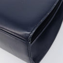 GIVENCHY Hand Bag Leather Navy Gold Tone Auth bs37763-11
