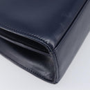 GIVENCHY Hand Bag Leather Navy Gold Tone Auth bs37763-12