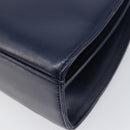 GIVENCHY Hand Bag Leather Navy Gold Tone Auth bs37763-13