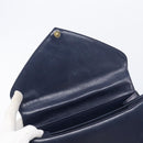 GIVENCHY Hand Bag Leather Navy Gold Tone Auth bs37763-17