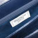 GIVENCHY Hand Bag Leather Navy Gold Tone Auth bs37763-18