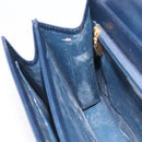 GIVENCHY Hand Bag Leather Navy Gold Tone Auth bs37763-21