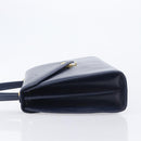 GIVENCHY Hand Bag Leather Navy Gold Tone Auth bs37763-5