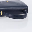GIVENCHY Hand Bag Leather Navy Gold Tone Auth bs37763-7