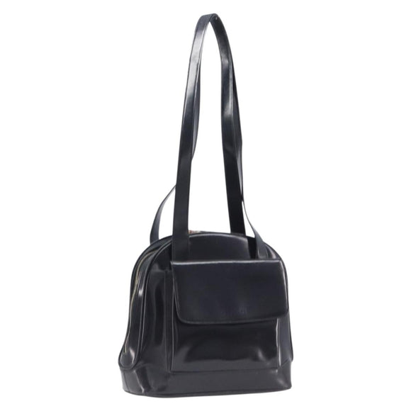 GUCCI Shoulder Bag Patent Black Gold Tone 001 118 1650 Auth bs37764