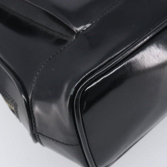 GUCCI Shoulder Bag Patent Black Gold Tone 001 118 1650 Auth bs37764