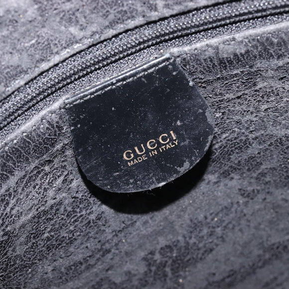 GUCCI Shoulder Bag Patent Black Gold Tone 001 118 1650 Auth bs37764