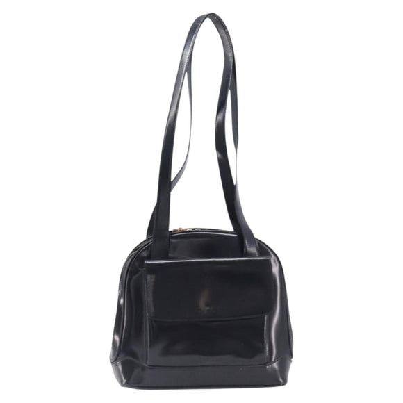 GUCCI Shoulder Bag Patent Black Gold Tone 001 118 1650 Auth bs37764