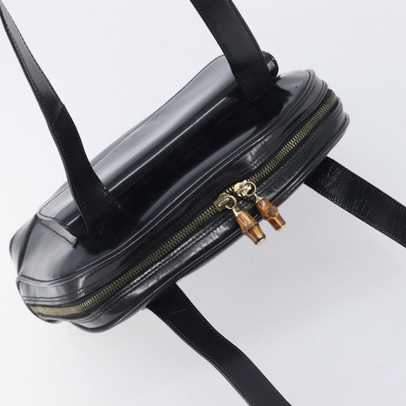 GUCCI Shoulder Bag Patent Black Gold Tone 001 118 1650 Auth bs37764