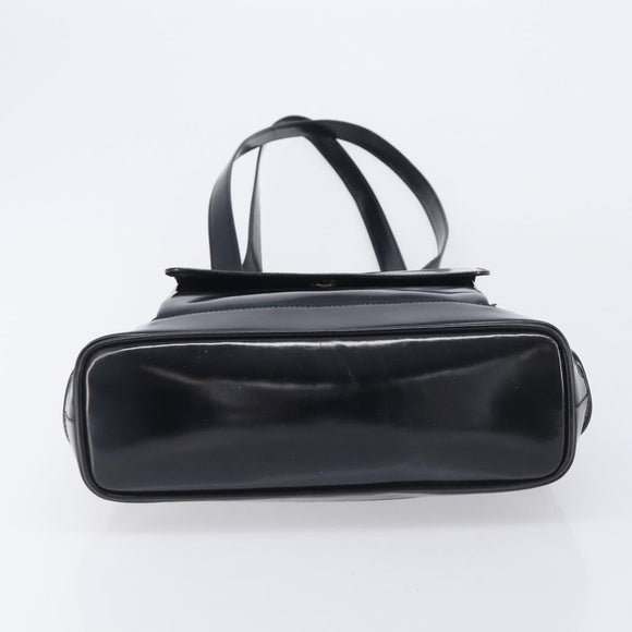 GUCCI Shoulder Bag Patent Black Gold Tone 001 118 1650 Auth bs37764