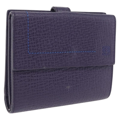 LOEWE Bifold Wallet Leather Purple Auth bs37765