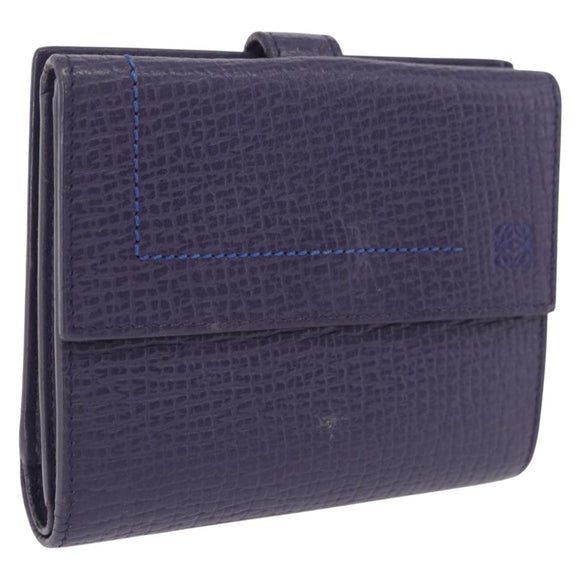 LOEWE Bifold Wallet Leather Purple Auth bs37765
