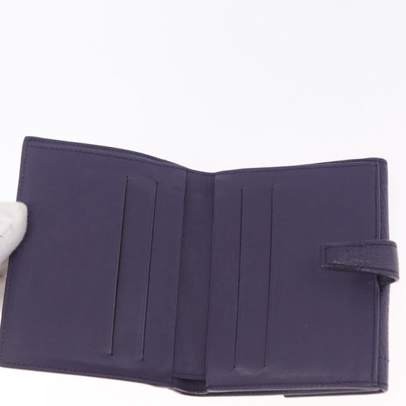 LOEWE Bifold Wallet Leather Purple Auth bs37765