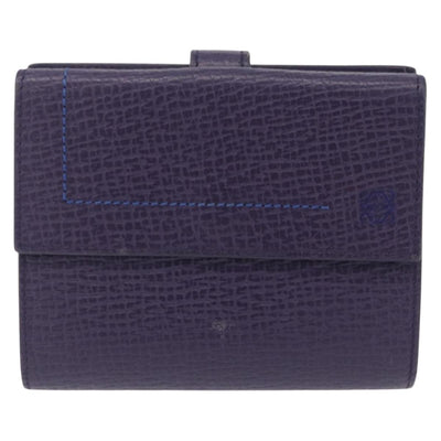 LOEWE Bifold Wallet Leather Purple Auth bs37765 - 0