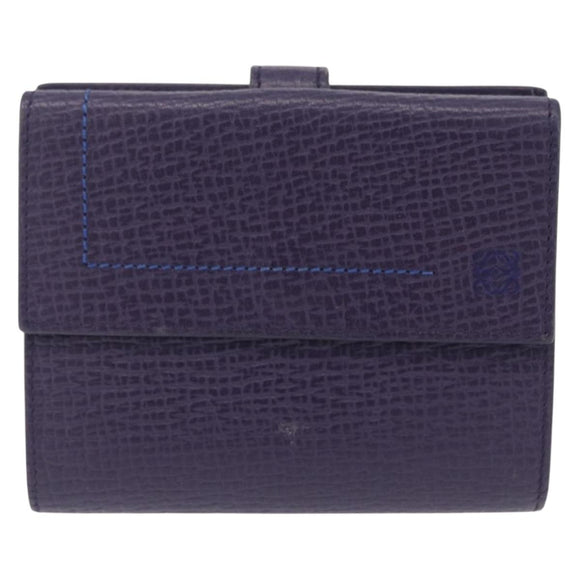 LOEWE Bifold Wallet Leather Purple Auth bs37765