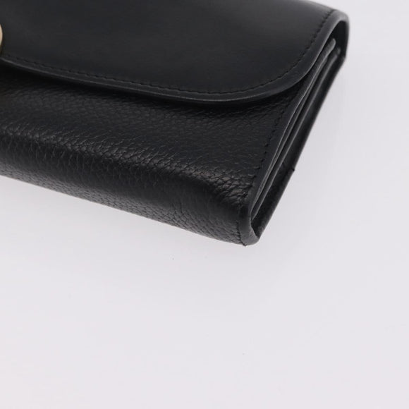 Chloe Indie Long Wallet Leather Black Gold Tone Auth bs37767
