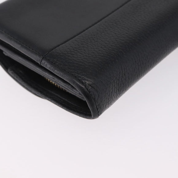 Chloe Indie Long Wallet Leather Black Gold Tone Auth bs37767