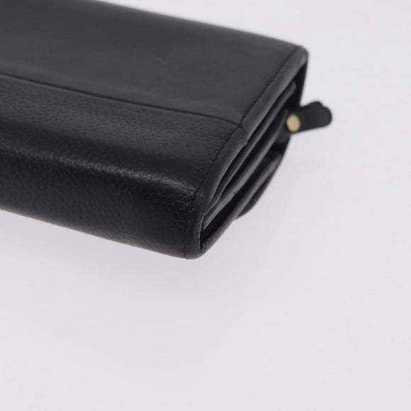 Chloe Indie Long Wallet Leather Black Gold Tone Auth bs37767